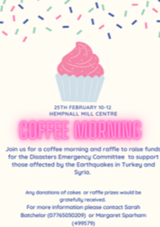 Coffee Morning in aid of the Turkey and Syria Earthquakes Emergency Appeal for Humanitarian Aid
